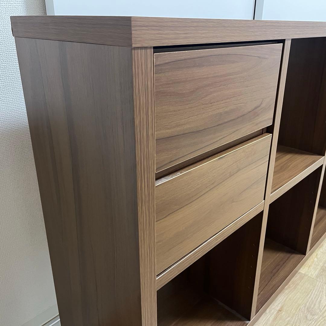 ニトリ　カラーボックス3段　ミドルブラウン　引き出し付き