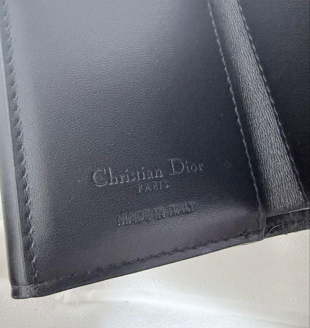 【美品】DIOR ロータスウォレット カナージュパテントカーフスキン