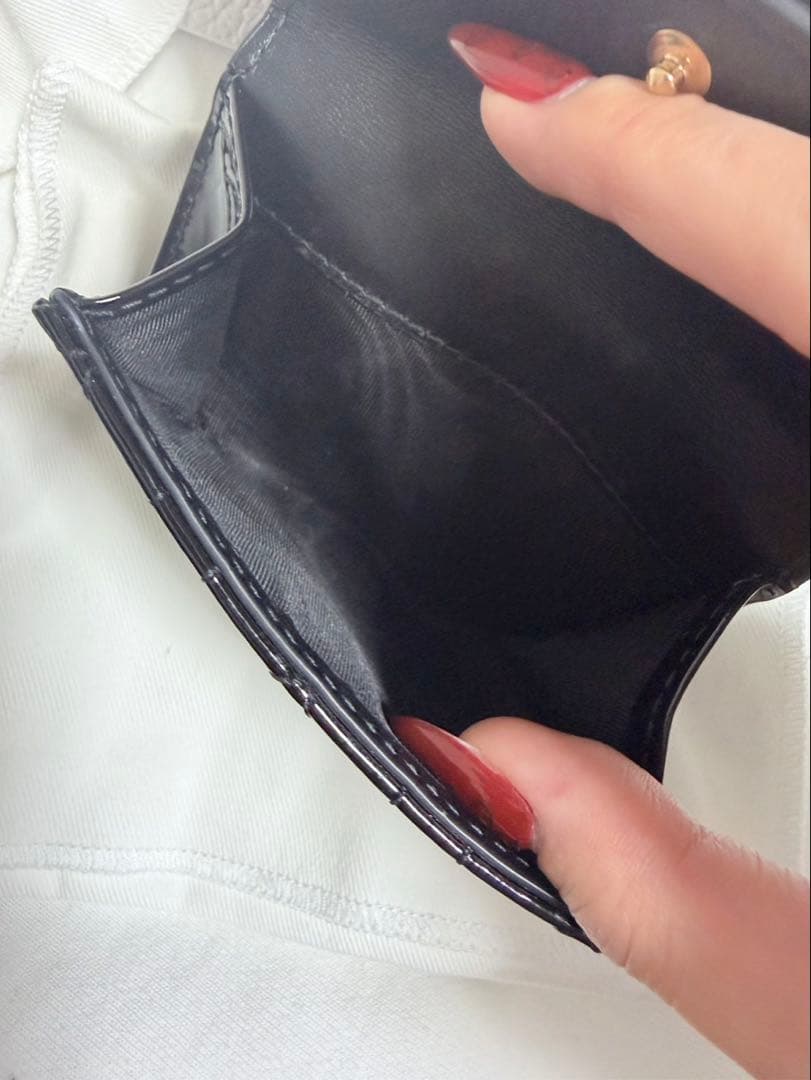 【美品】DIOR ロータスウォレット カナージュパテントカーフスキン