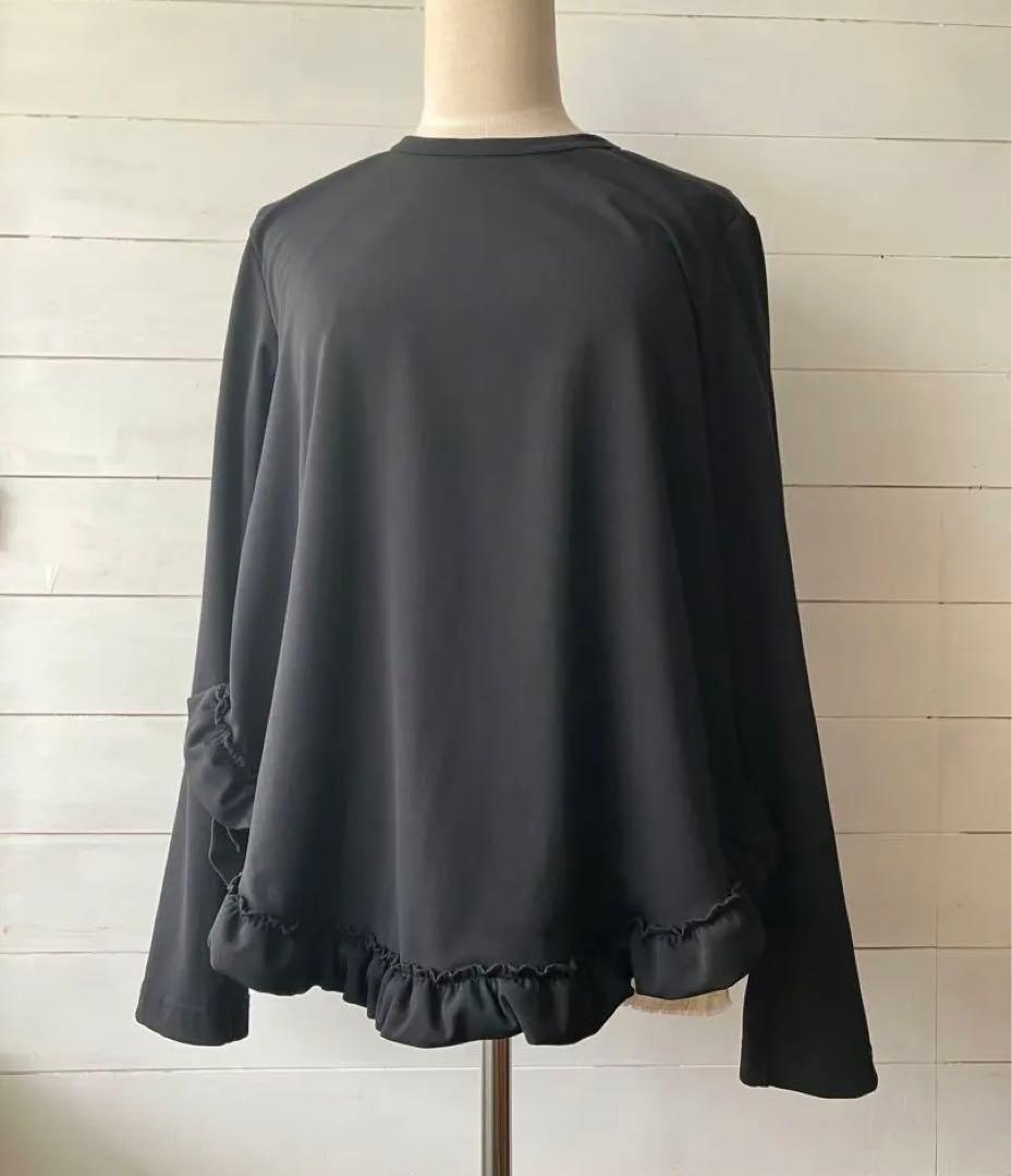 ◆comcom comdesgarçon カットソー　前後フリル　 黒