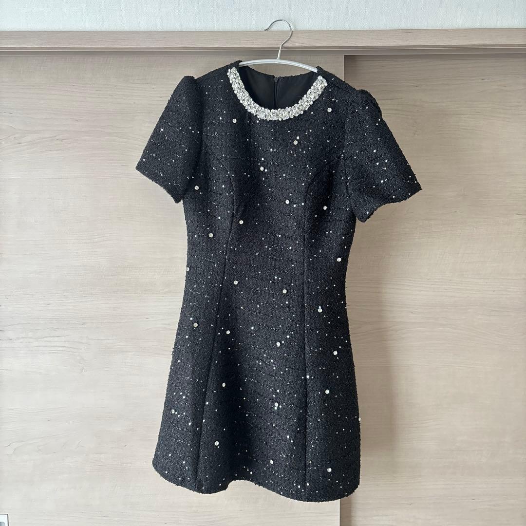 ジュエルズ/ビジューフレアワンピースドレス/キャバドレス/L