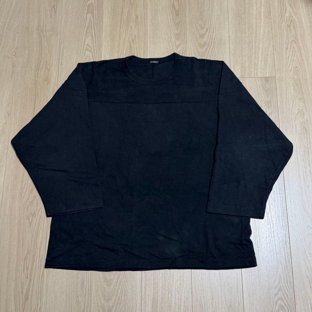 COMOLI コモリ フットボールTシャツ ブラック 3