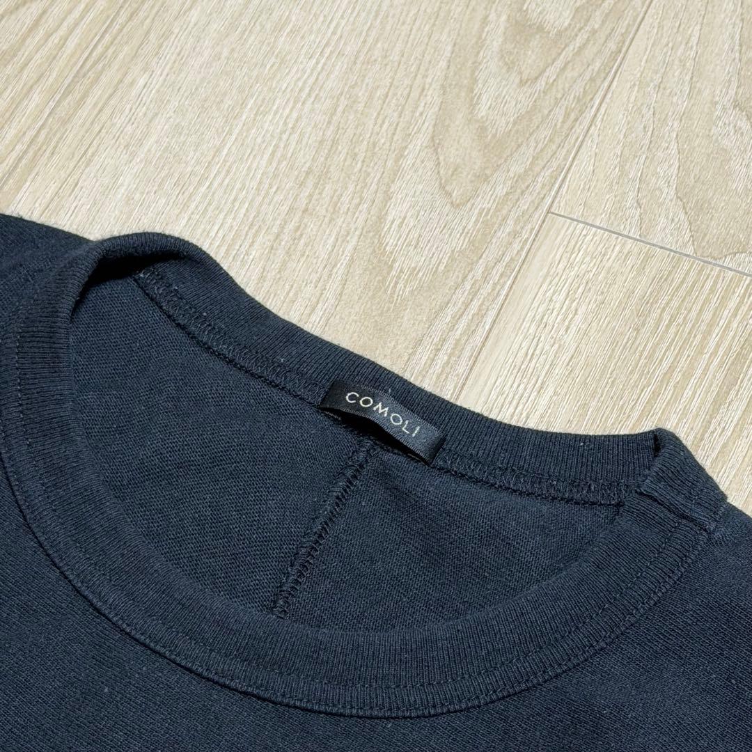 COMOLI コモリ フットボールTシャツ ブラック 3