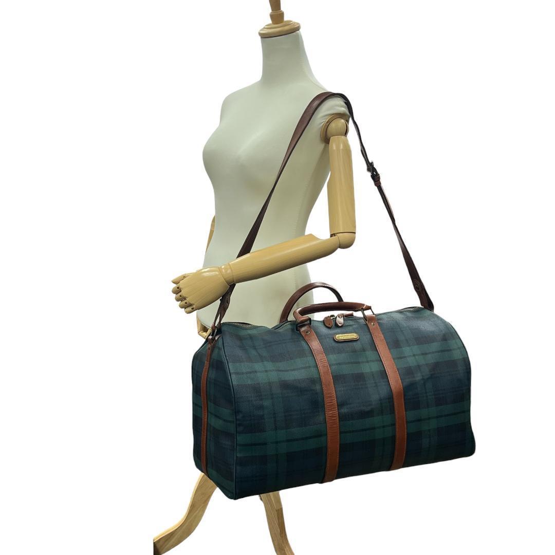 ポロ ラルフローレン 2way ボストンバッグ グリーン チェック 大容量