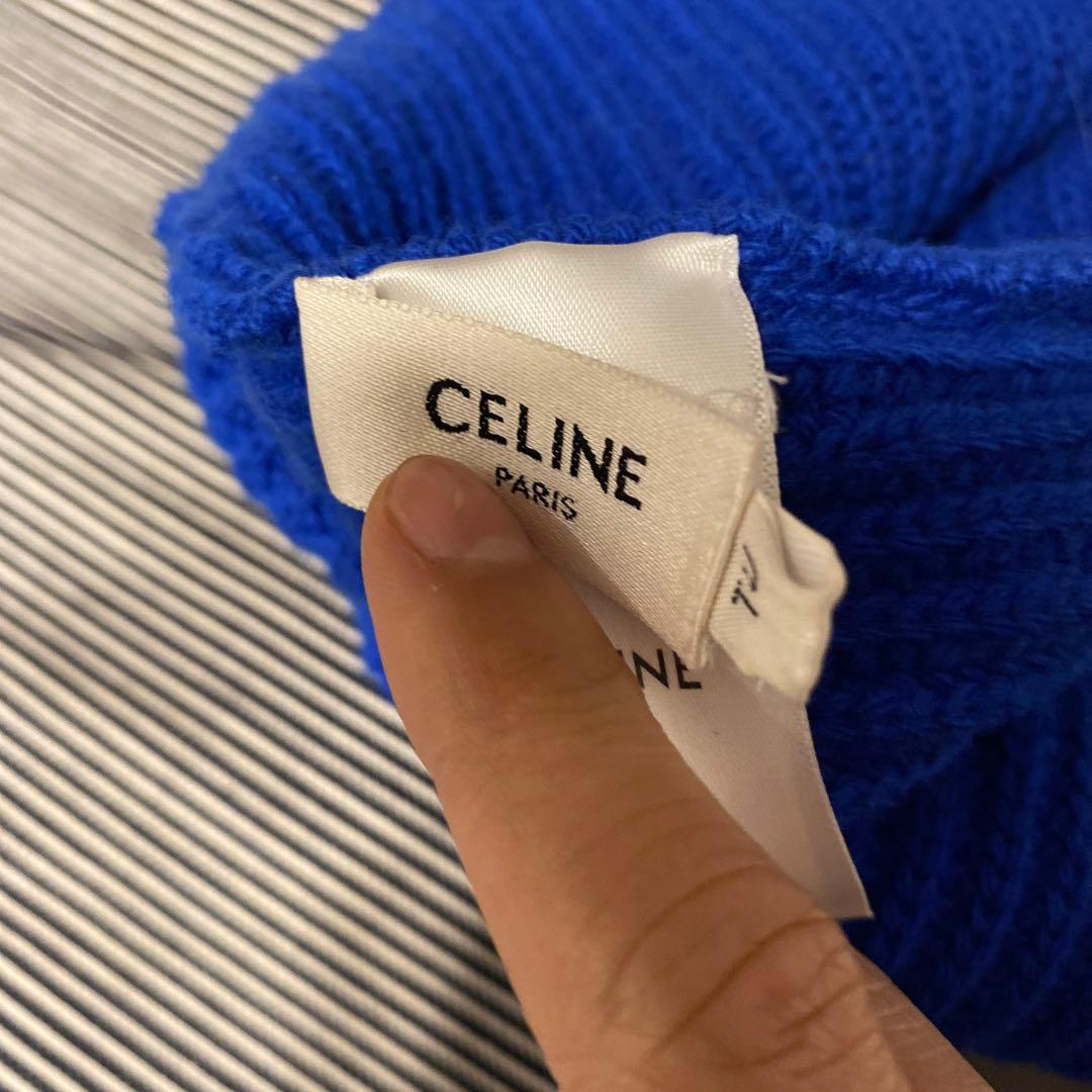 セリーヌ　ニット帽　ブルー　CELINE