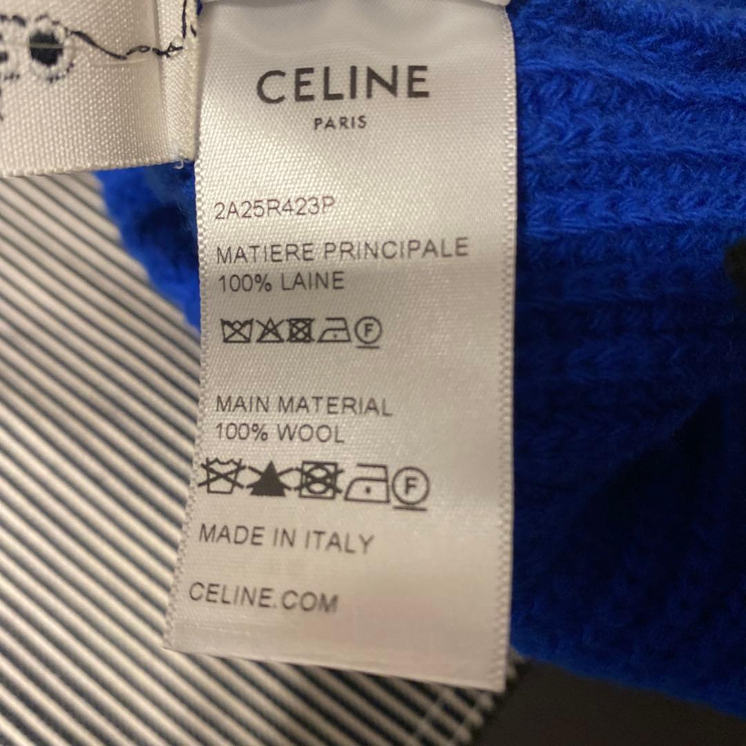 セリーヌ　ニット帽　ブルー　CELINE