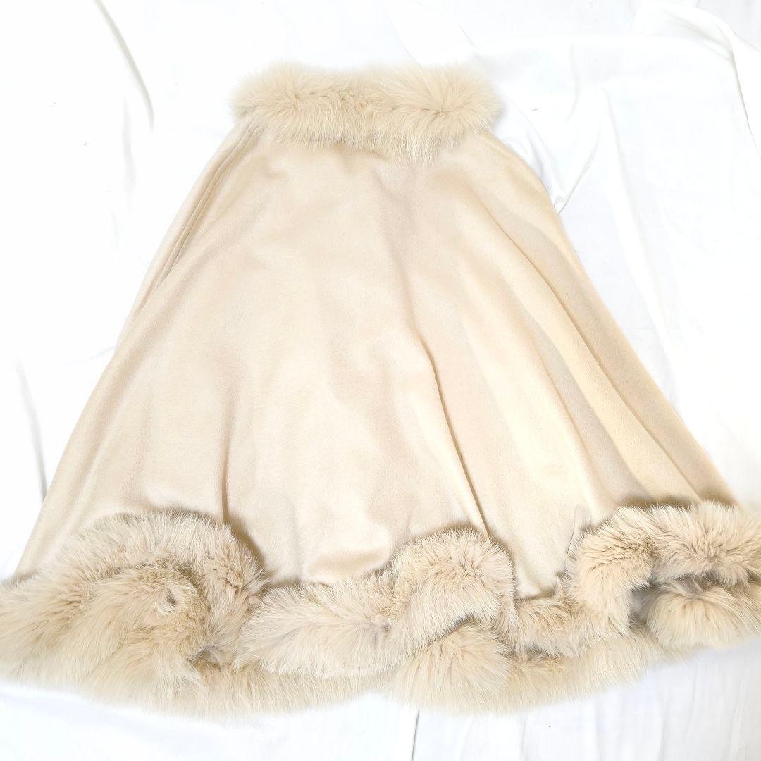 美品✨アルボレンテ カシミヤ100% シャドーフォックスファー ケープポンチョ