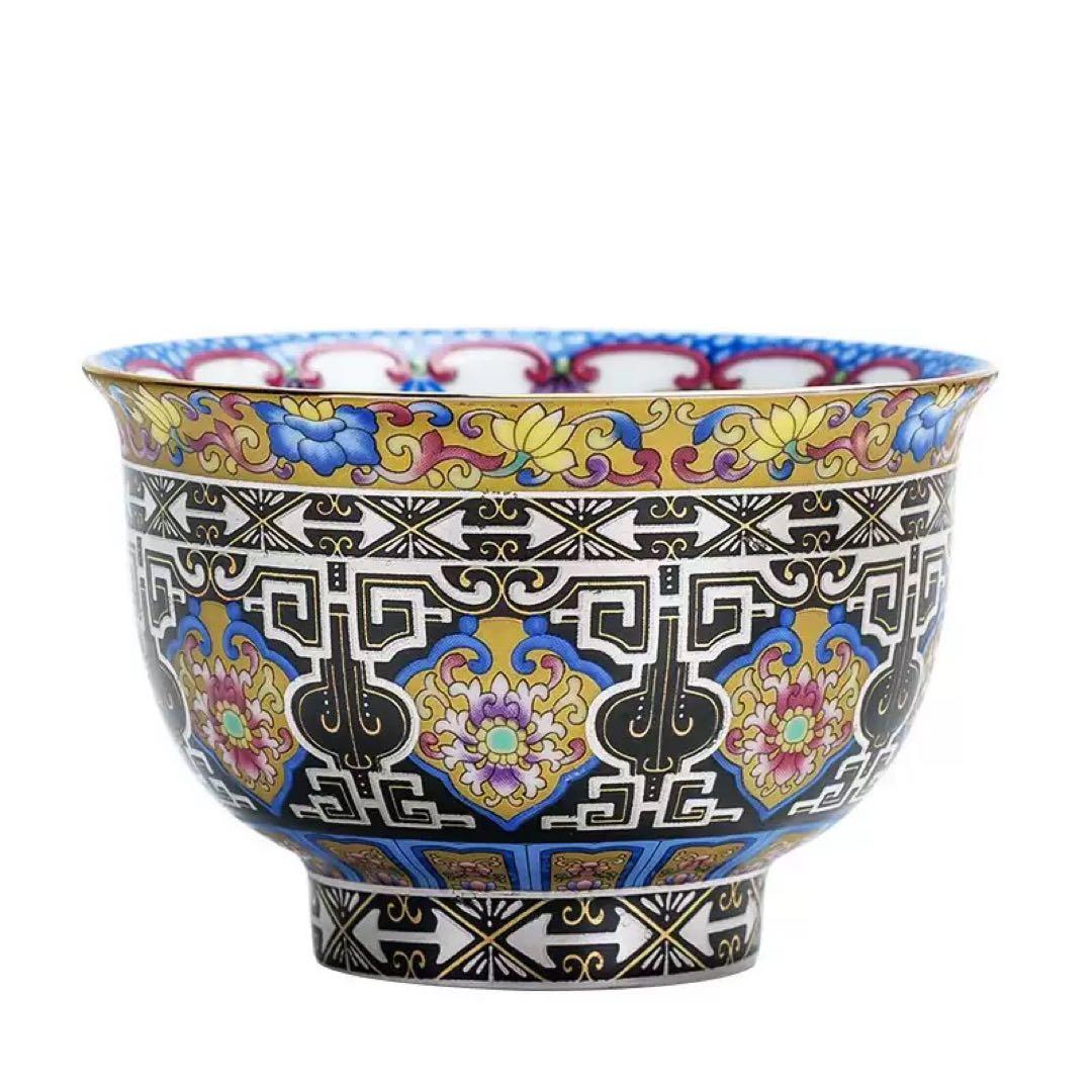 多色花柄の陶器ボウル