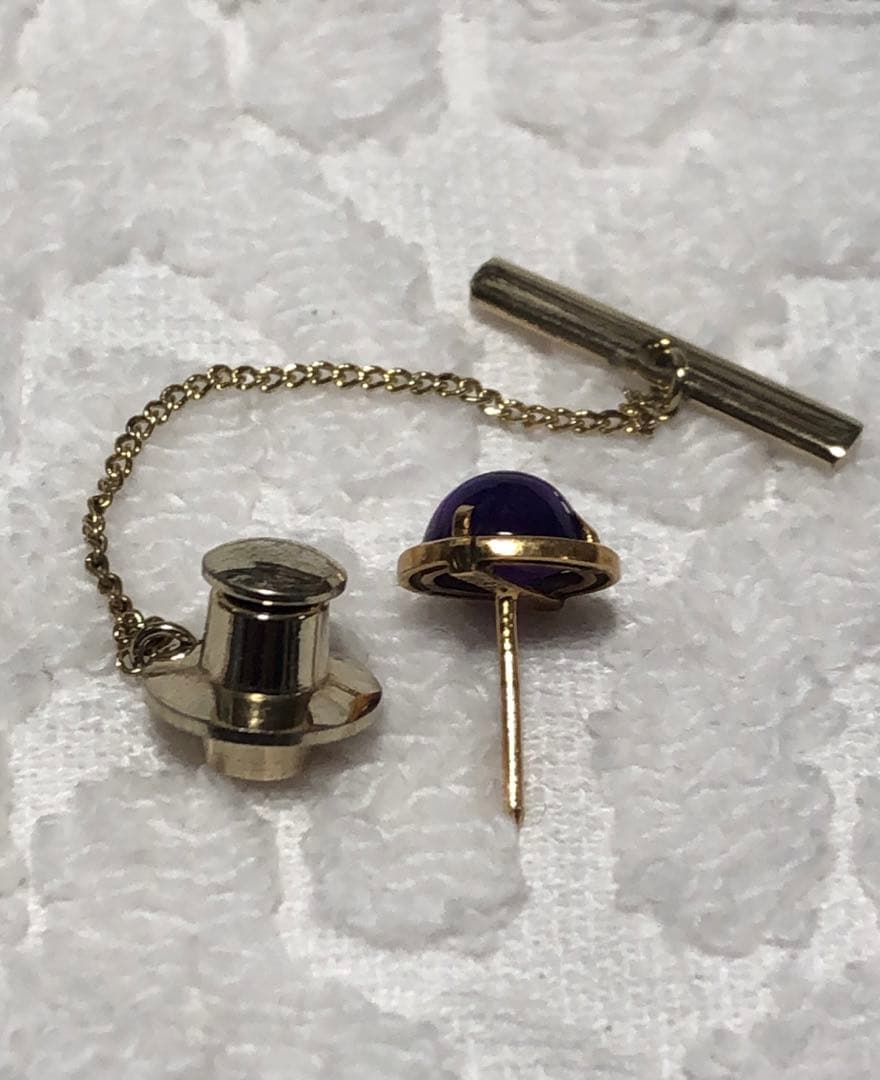 k18 アメジスト ネクタイピン タイピン ピンブローチ ゴールド 18金