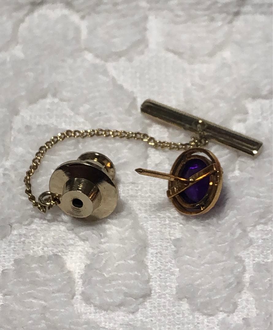 k18 アメジスト ネクタイピン タイピン ピンブローチ ゴールド 18金