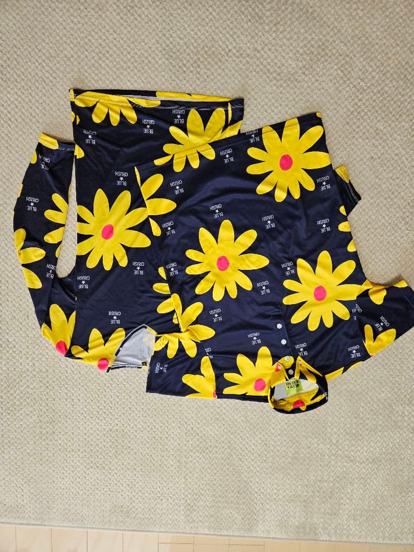 BLUE CRUSH 花柄ポロシャツ ネイビー/イエロー　２点セット