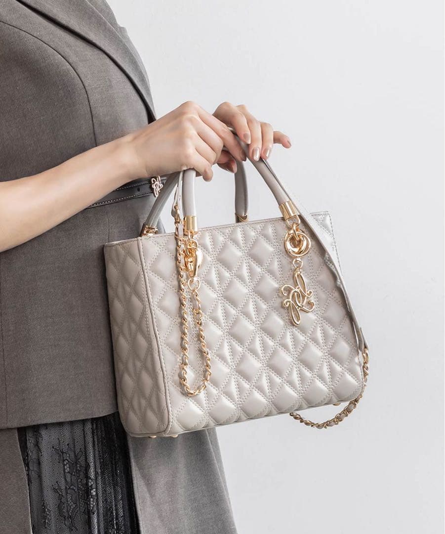 randa 2WAYキルティングミディバッグ アイボリー