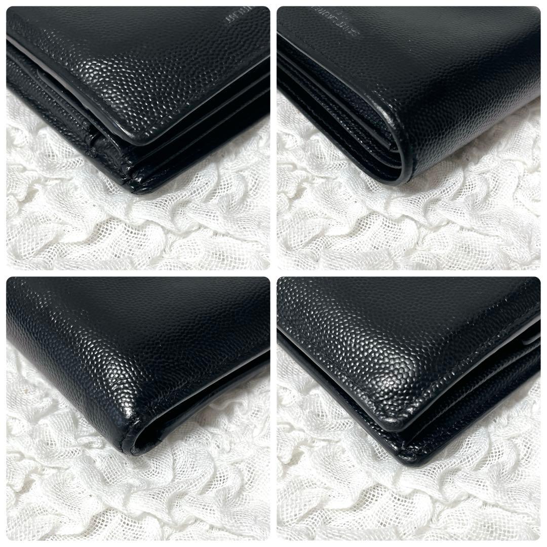 SAINT LAURENT ブラック二つ折り財布　レザー　サンローラン　黒