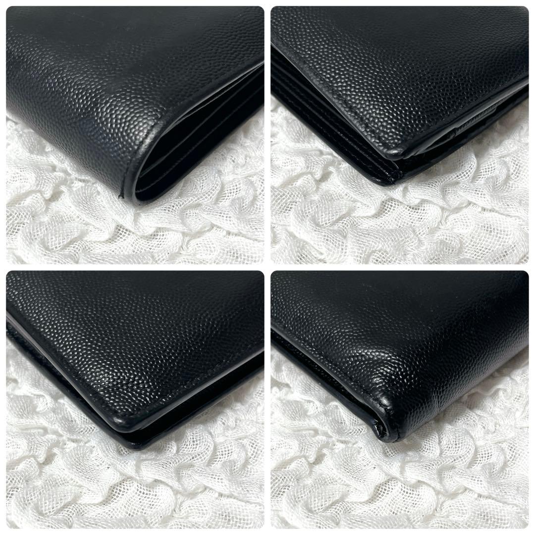 SAINT LAURENT ブラック二つ折り財布　レザー　サンローラン　黒