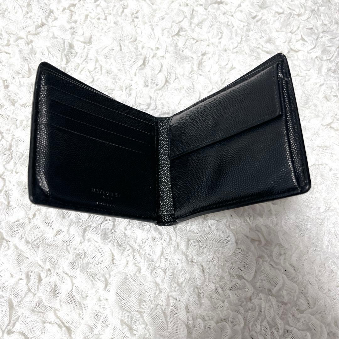 SAINT LAURENT ブラック二つ折り財布　レザー　サンローラン　黒
