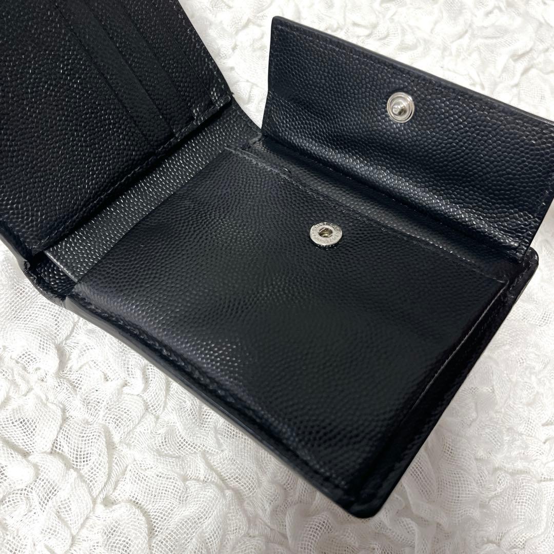 SAINT LAURENT ブラック二つ折り財布　レザー　サンローラン　黒