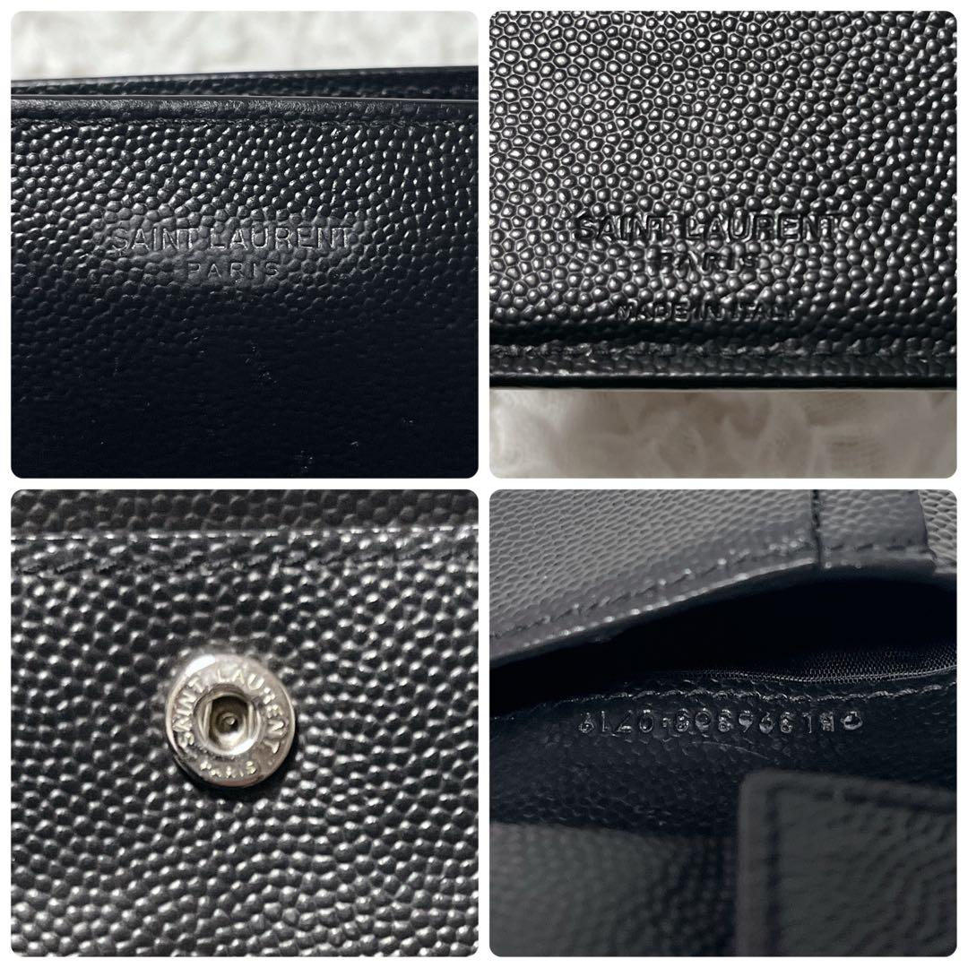 SAINT LAURENT ブラック二つ折り財布　レザー　サンローラン　黒