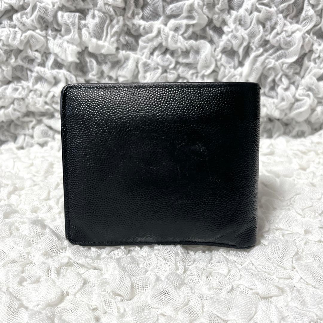 SAINT LAURENT ブラック二つ折り財布　レザー　サンローラン　黒
