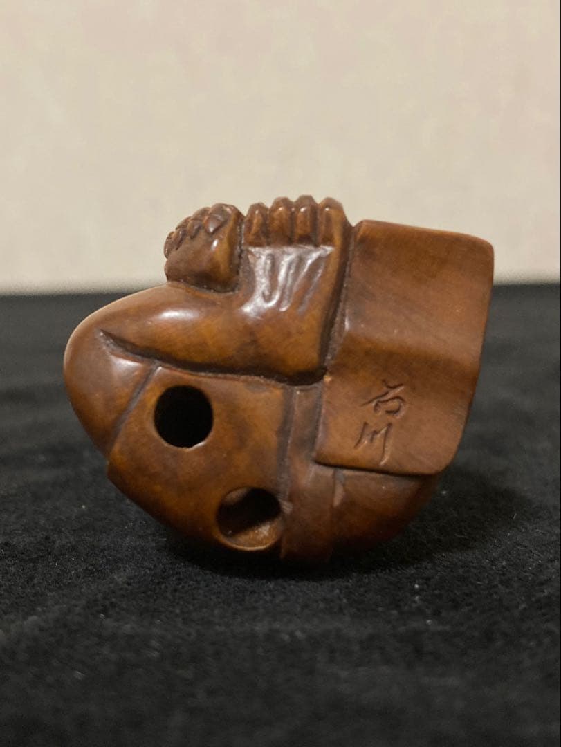 根付　鬼　木彫