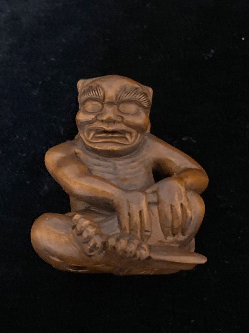 根付　鬼　木彫