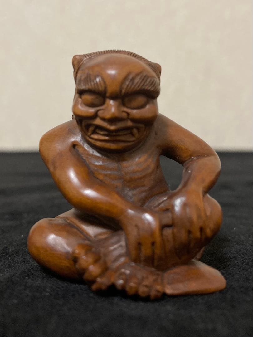 根付　鬼　木彫