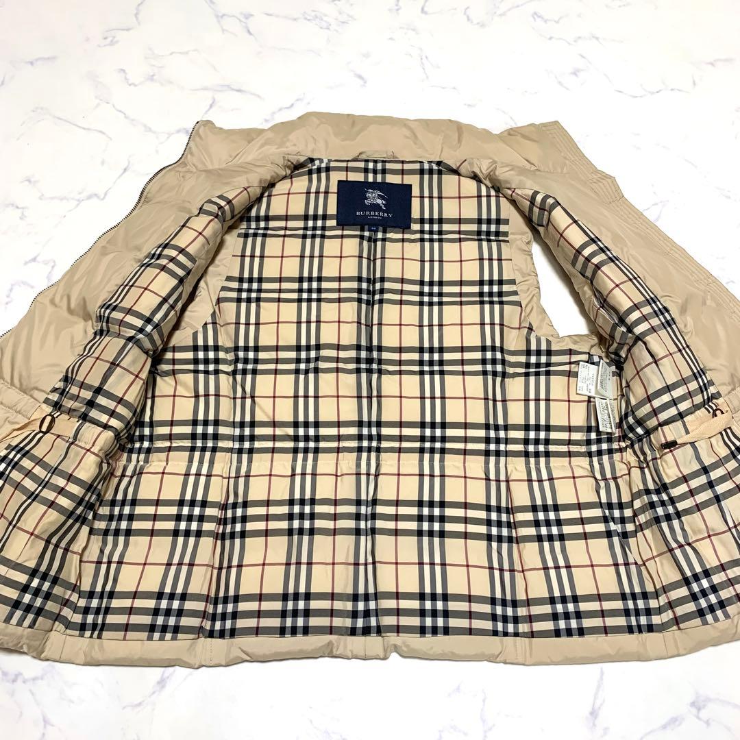 【美品　特大3L！ノバチェック】バーバリーロンドン　ダウンベスト　アイボリー