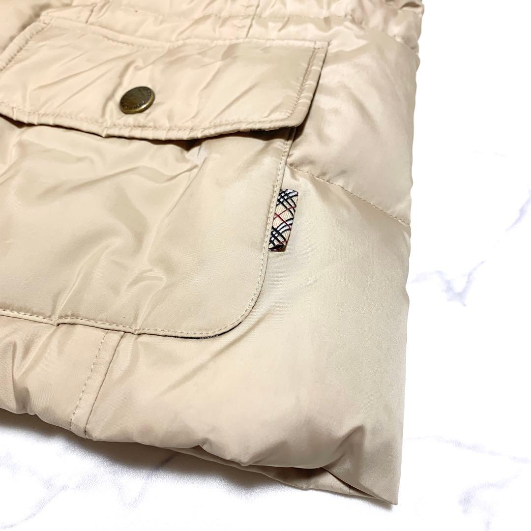 【美品　特大3L！ノバチェック】バーバリーロンドン　ダウンベスト　アイボリー