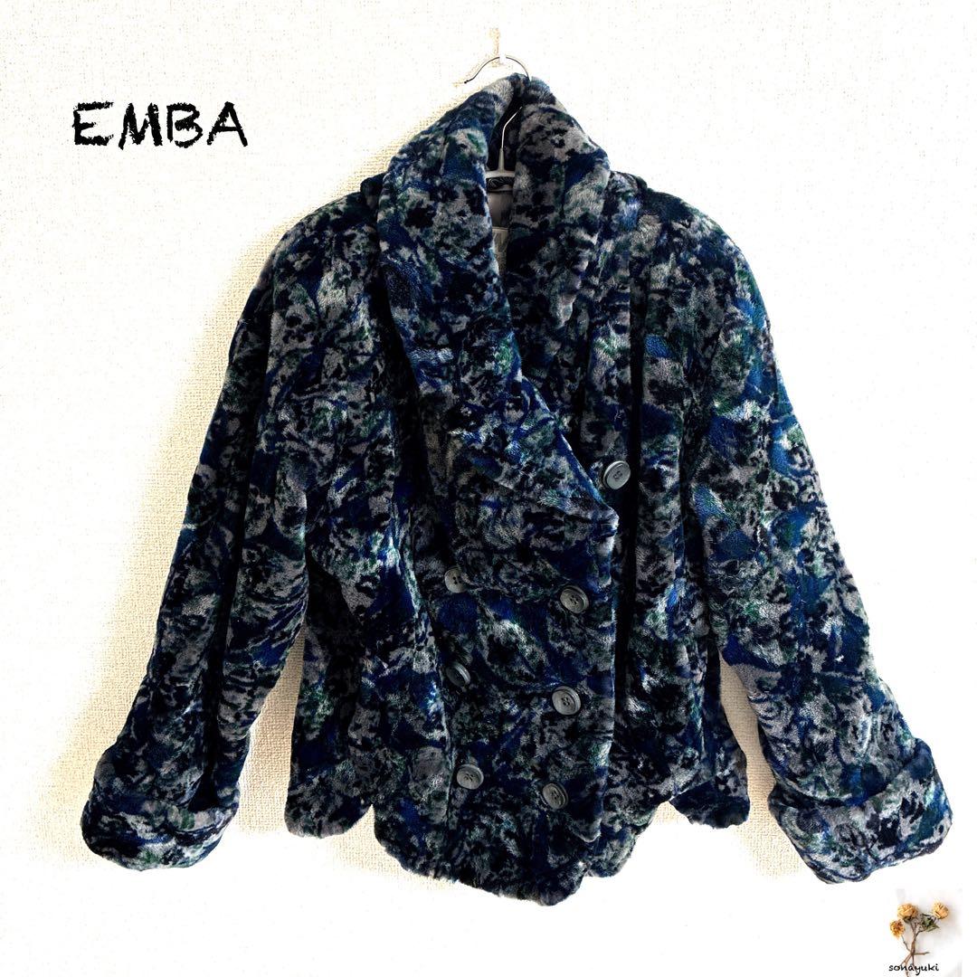 美品EMBAシェアードミンク　カジュアル　ジャケット　グリーン ネイビー グレー