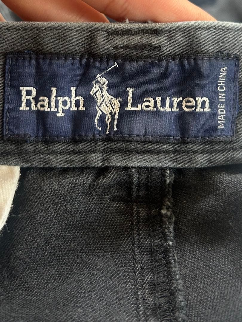 古着 90's ラルフローレン ブラック ツータックチノ ポロチノ
