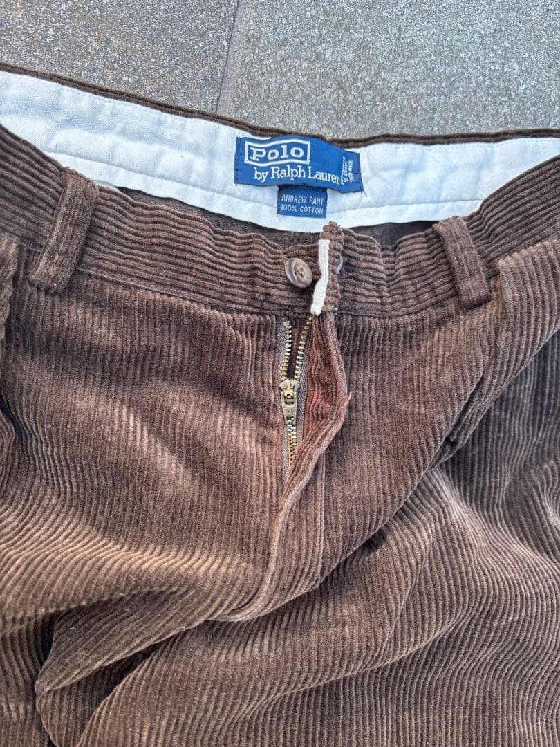 90s polo ralph laurenブラウン コーデュロイパンツ 太畝