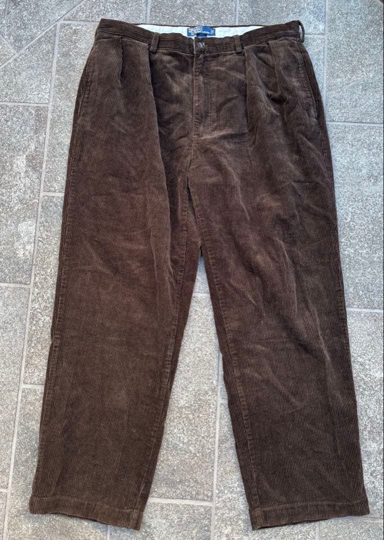 90s polo ralph laurenブラウン コーデュロイパンツ 太畝