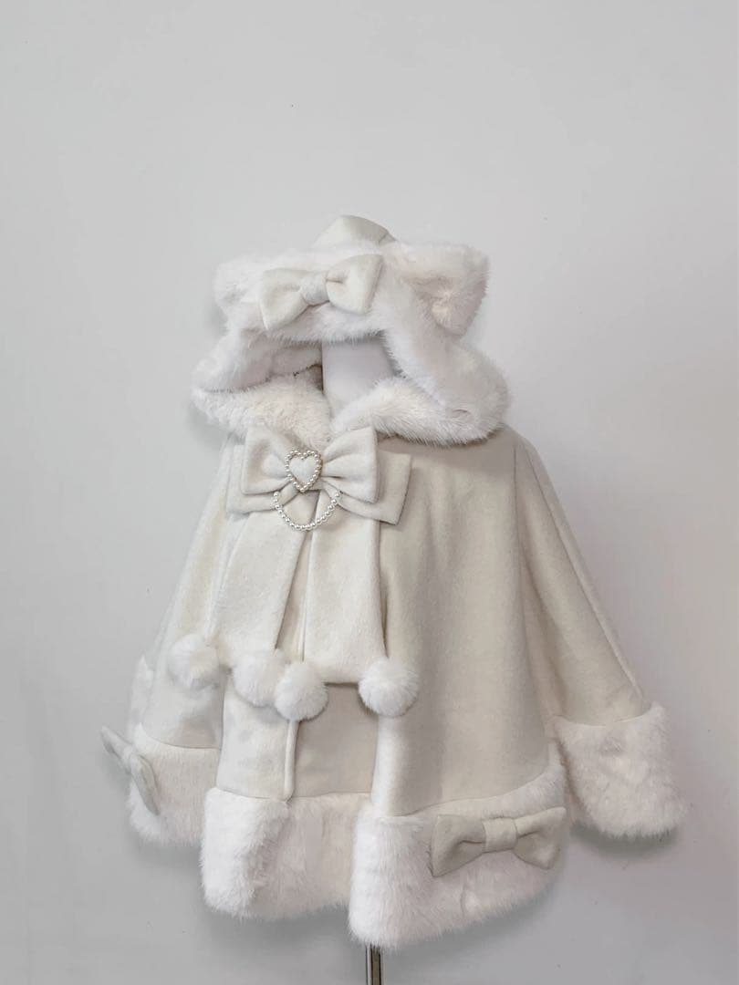 高品質 地雷系 猫耳ファーケープコート　量産型 サブカル 天使界隈 ポンチョ