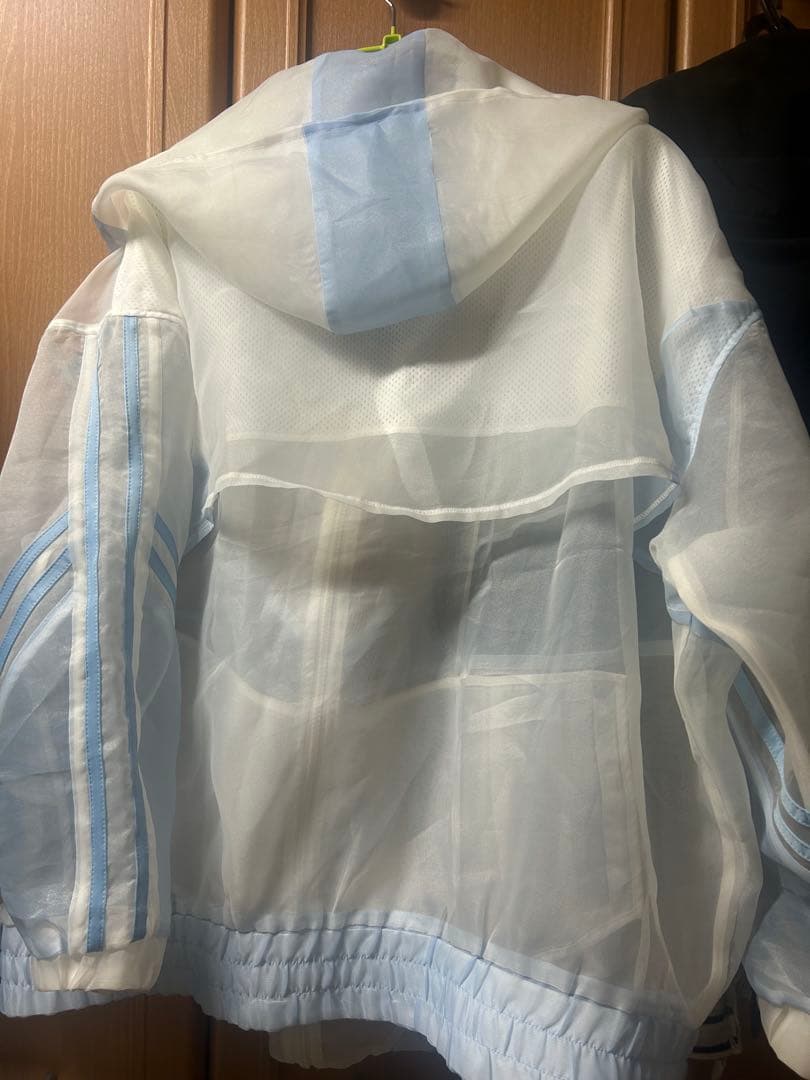 REFLEM レフレム シースルー切り替えハイネックパーカー ホワイト 水色系統