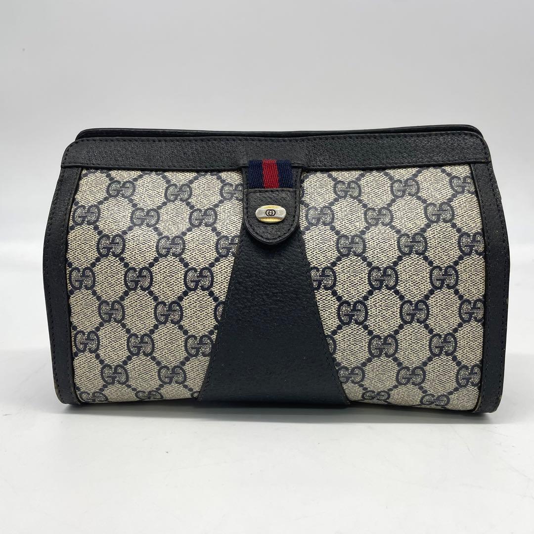 オールドグッチ シェリーライン GGスプリーム クラッチバッグ PVC レザー