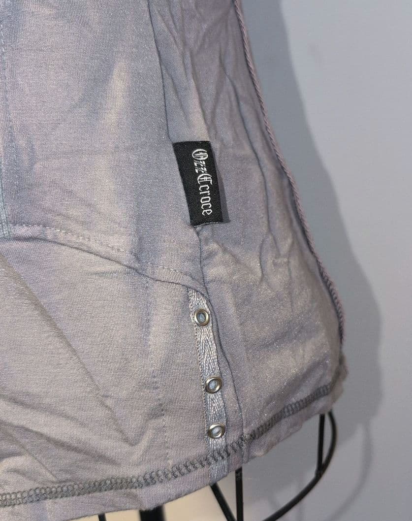 OzzCroce レースアップ 異素材切替トップス