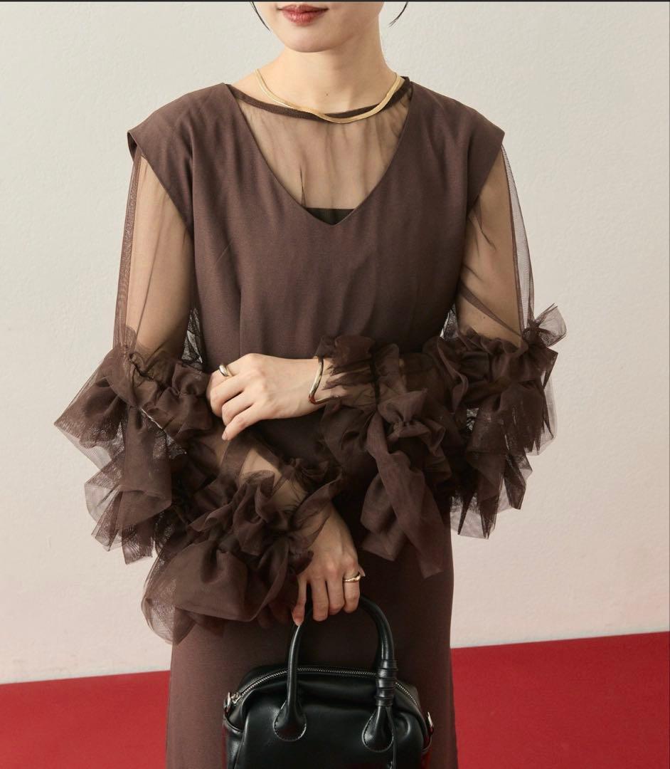 mystic ティアードフリルドレスSET ブラウン