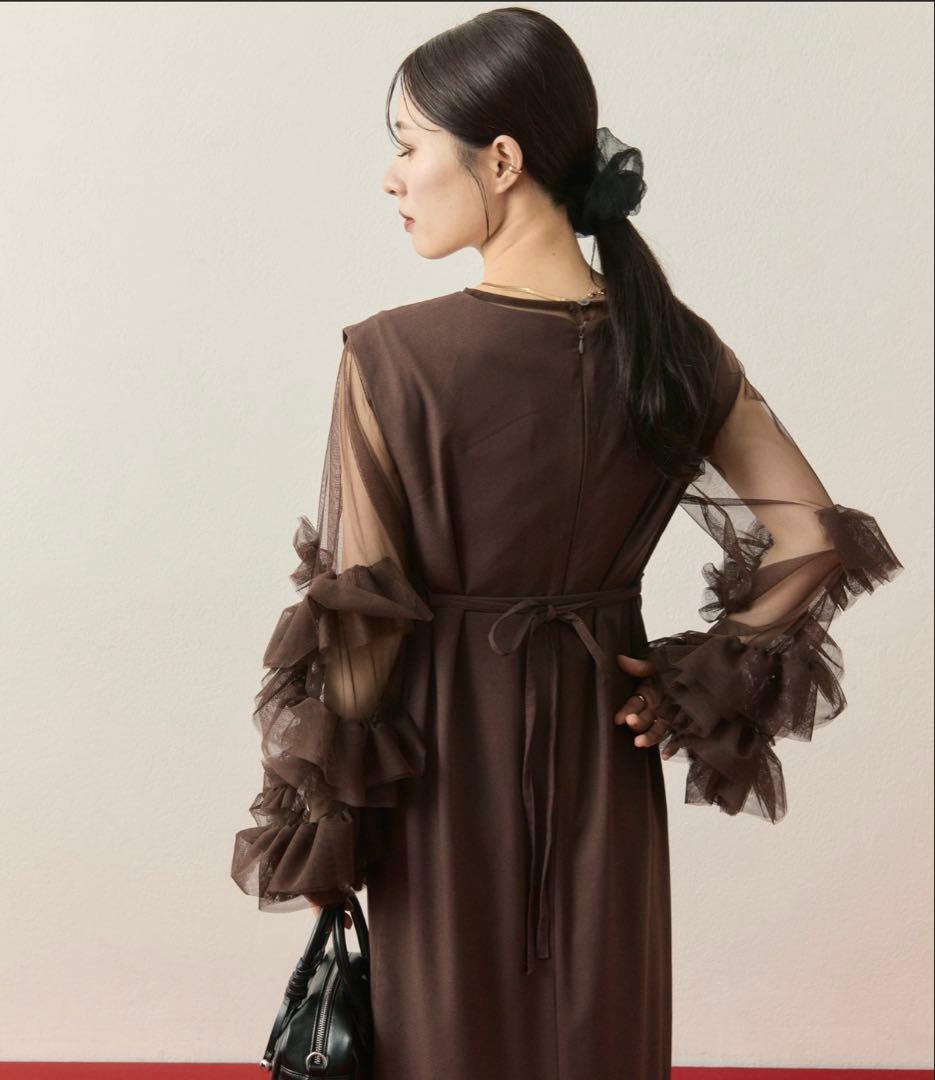mystic ティアードフリルドレスSET ブラウン