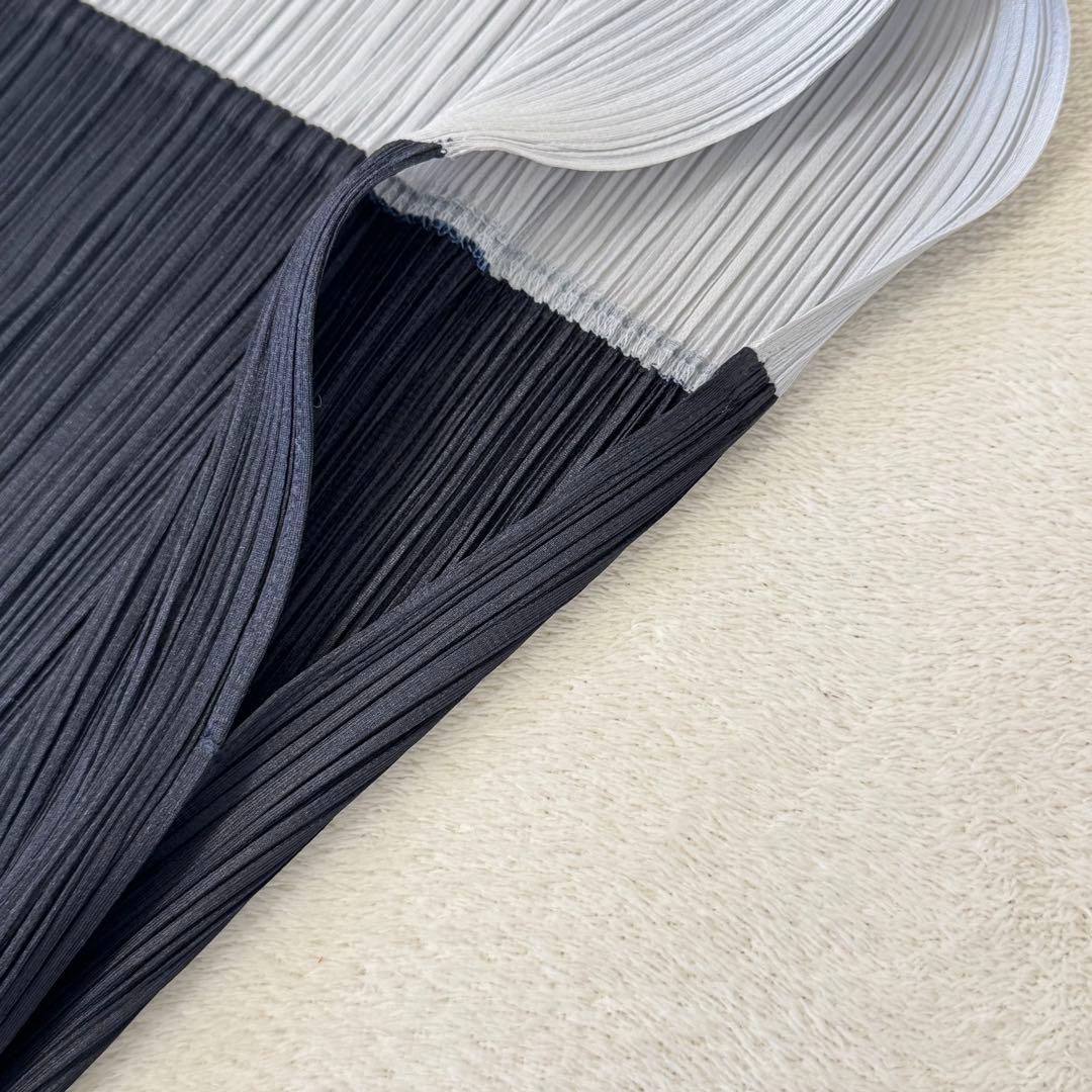 極美品✨PLEATS PLEASE バイカラー　チュニック　Lサイズ　黒　グレー
