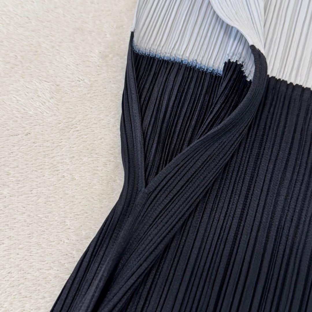 極美品✨PLEATS PLEASE バイカラー　チュニック　Lサイズ　黒　グレー