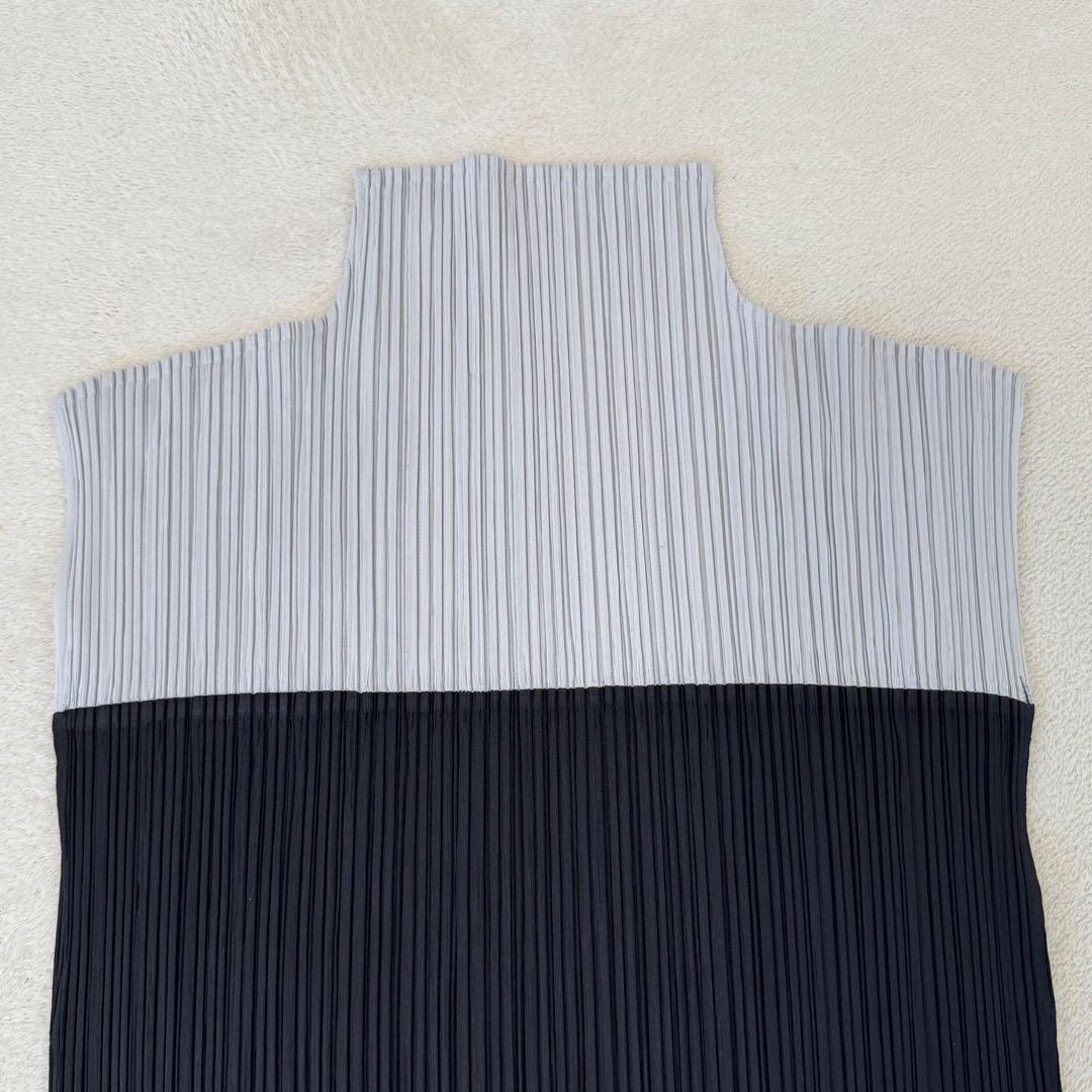 極美品✨PLEATS PLEASE バイカラー　チュニック　Lサイズ　黒　グレー
