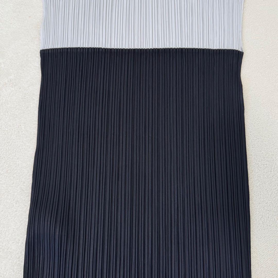極美品✨PLEATS PLEASE バイカラー　チュニック　Lサイズ　黒　グレー