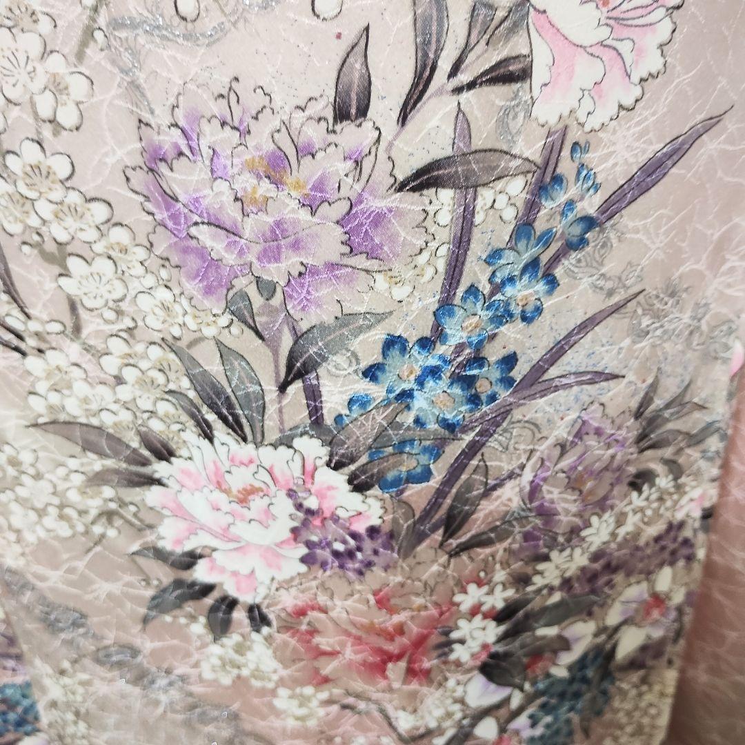 成人式正絹振袖フルセット　ベビーピンク　ラメ　　上品　豪華　光沢