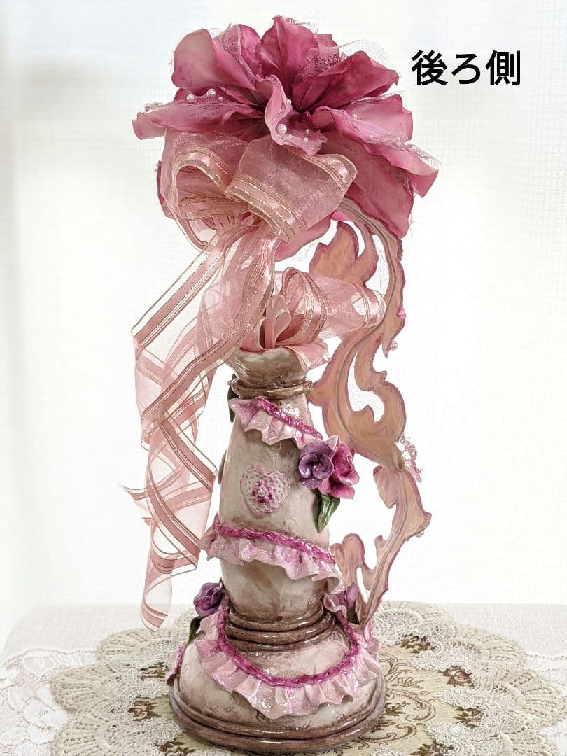 クレイフラワー✨ロココ調薔薇❁染め花布花❁クレイフラワー❁ハンドメイド