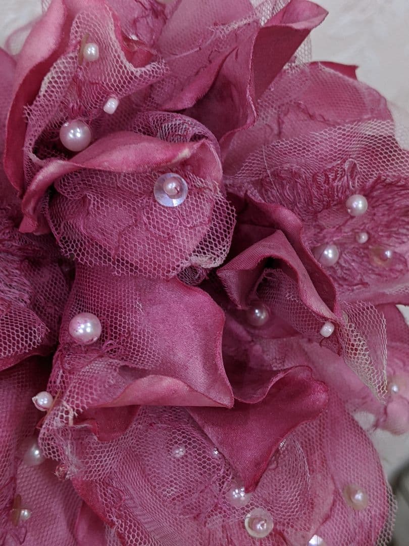 クレイフラワー✨ロココ調薔薇❁染め花布花❁クレイフラワー❁ハンドメイド