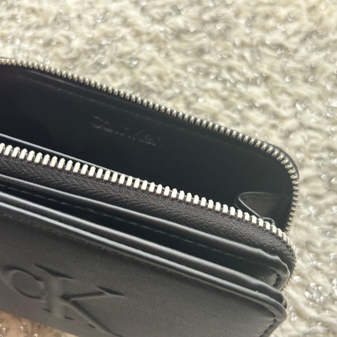【美品】★人気・ラストワン★　カルバンクライン　財布　二つ折り　ブラック　レザー