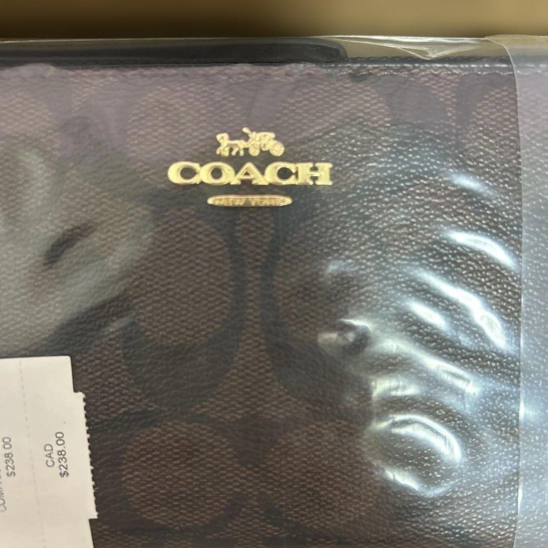 【新品未使用】COACH 長財布 シグネチャーキャンバス ラウンドファスナー型
