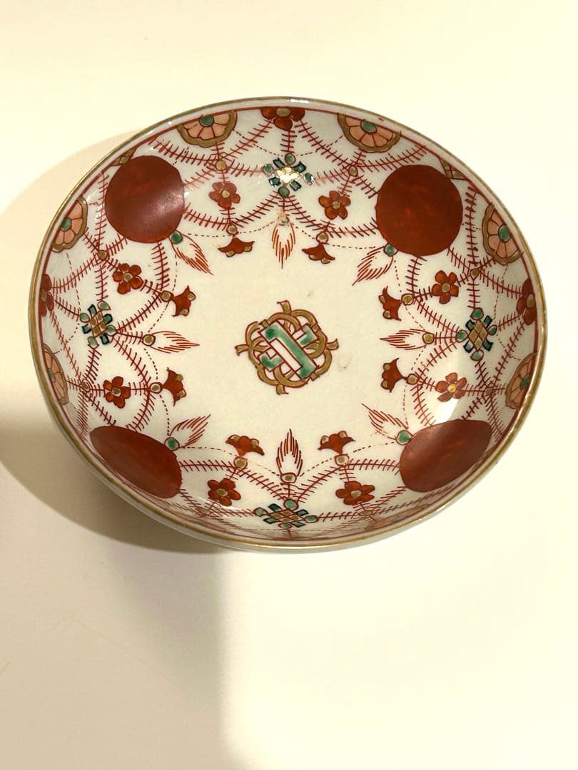 赤玉瓔珞紋　古伊万里　小皿2枚セット