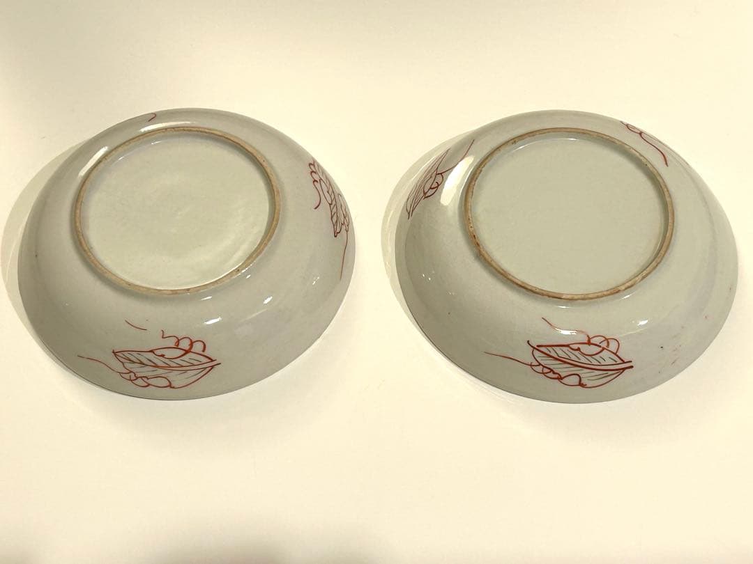 赤玉瓔珞紋　古伊万里　小皿2枚セット