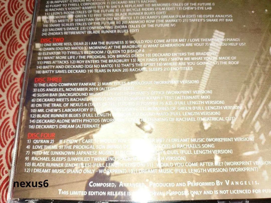 Blade Runner Soundtrack / Vangelis 4枚組