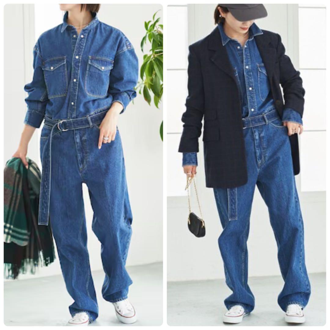 スピックアンドスパン spick&span デニムジャンプスーツ オールインワン